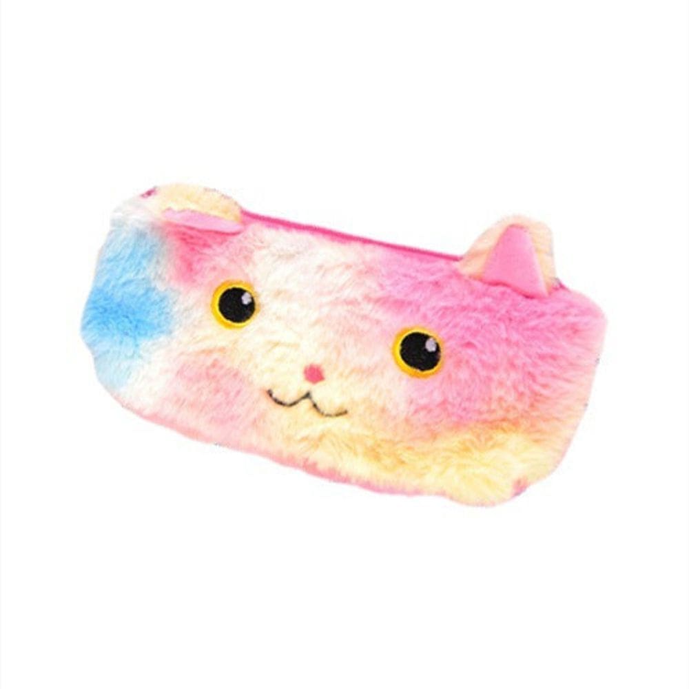 Estojo de lápis de pelúcia fofo de grande capacidade que muda de cor a laser