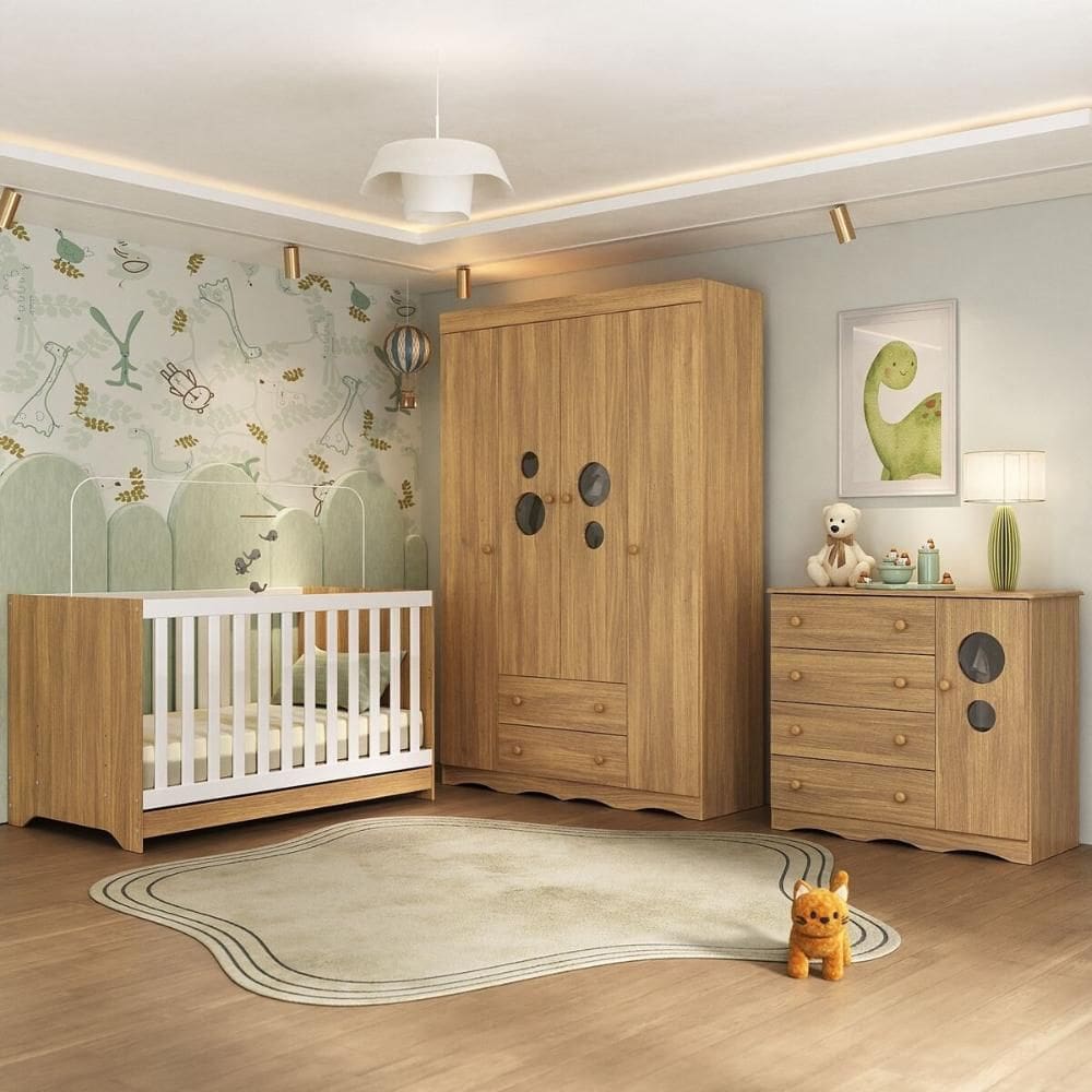 Quarto de Bebê Completo com Berço Americano 3 em 1 Sonho Multimóveis MP4615