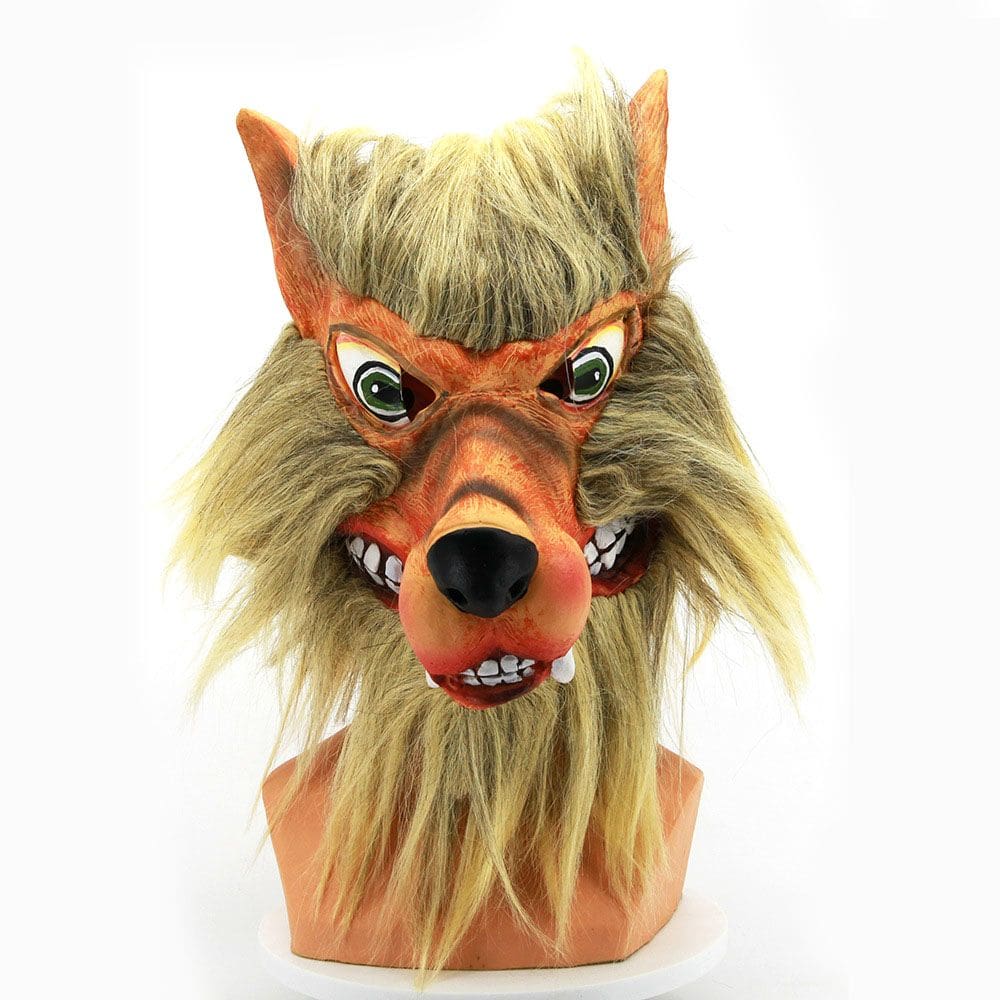 Máscara realista de resina de cabeça de lobo com cabelo selvagem 400g