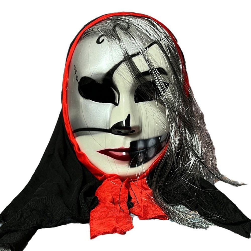 Máscara facial Scary Ghost Halloween Horror Mas Resin Silver Hair