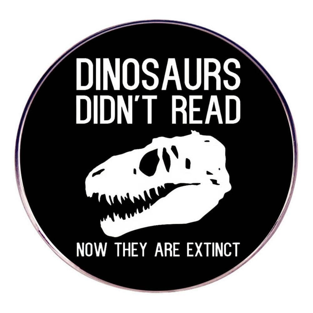 Broche Pin Dinosaur Didn`t Read Blouse Lapel Alloy 3x3cm