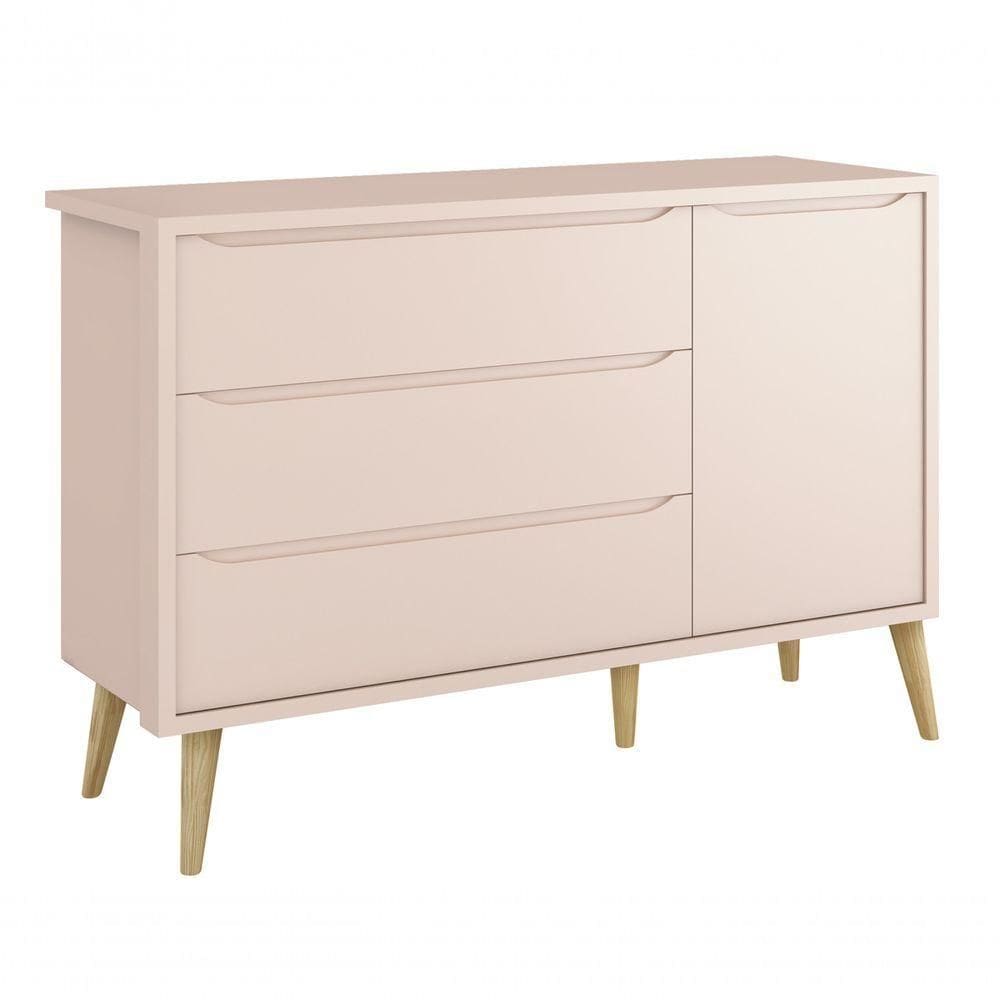 Cômoda Sapateira Théo New Rosa Fosco Com Natural - Moveisaqui