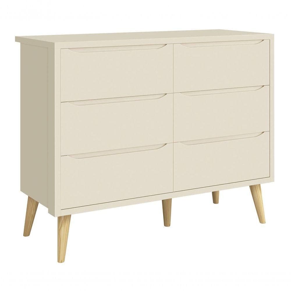 Cômoda 6 Gavetas Théo New Areia Fosco Com Natural - Moveisaqui