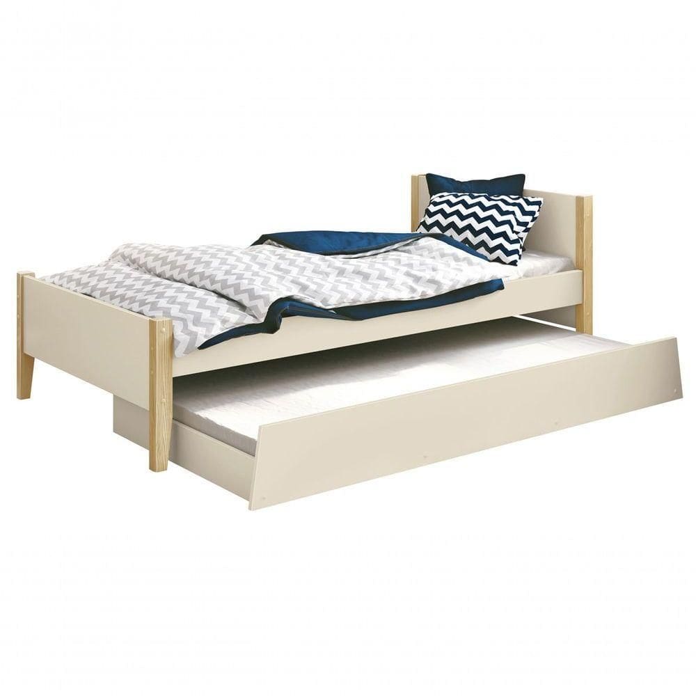 Cama Babá Solteiro Com Auxiliar Simba Areia Fosco Com Natural - Reller