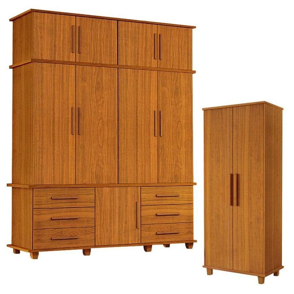 Guarda Roupa Casal Londres 4 Portas E Armário Multiuso Berlim Freijó - Luapa Móveis