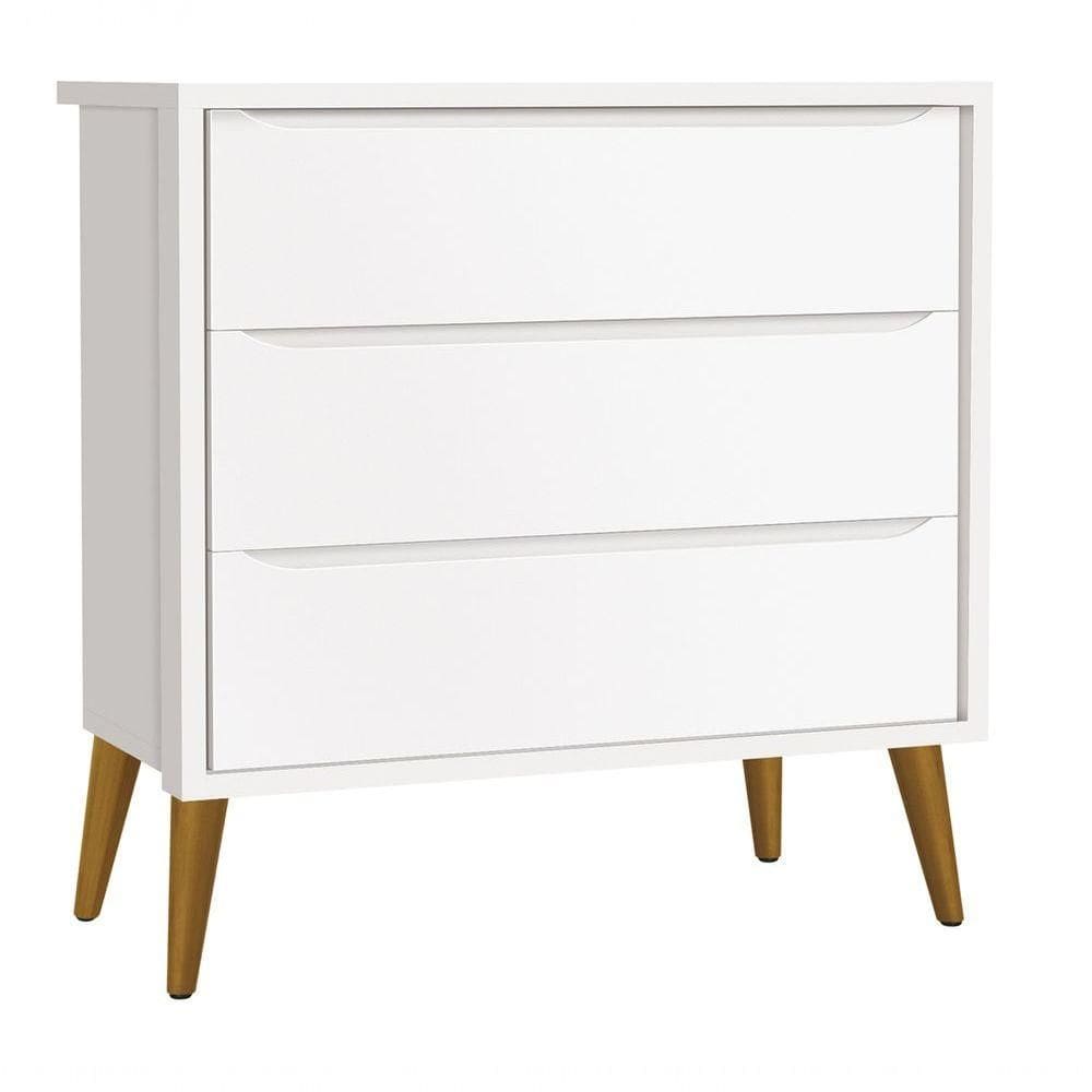 Cômoda Gaveteiro Théo New Branco Fosco Com Madeira - Reller