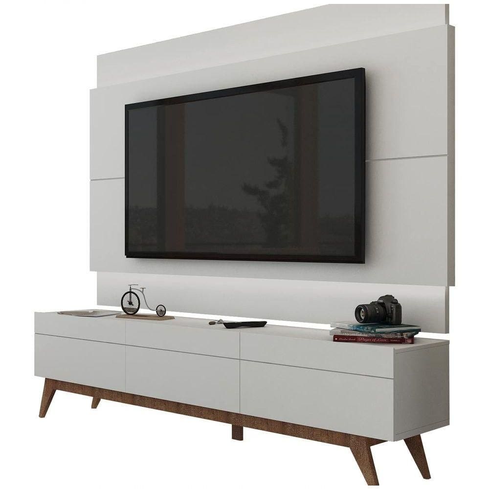 Rack Com Painel Para Tv 60 Polegadas Branco Classic 3g Com Led - Imcal Móveis