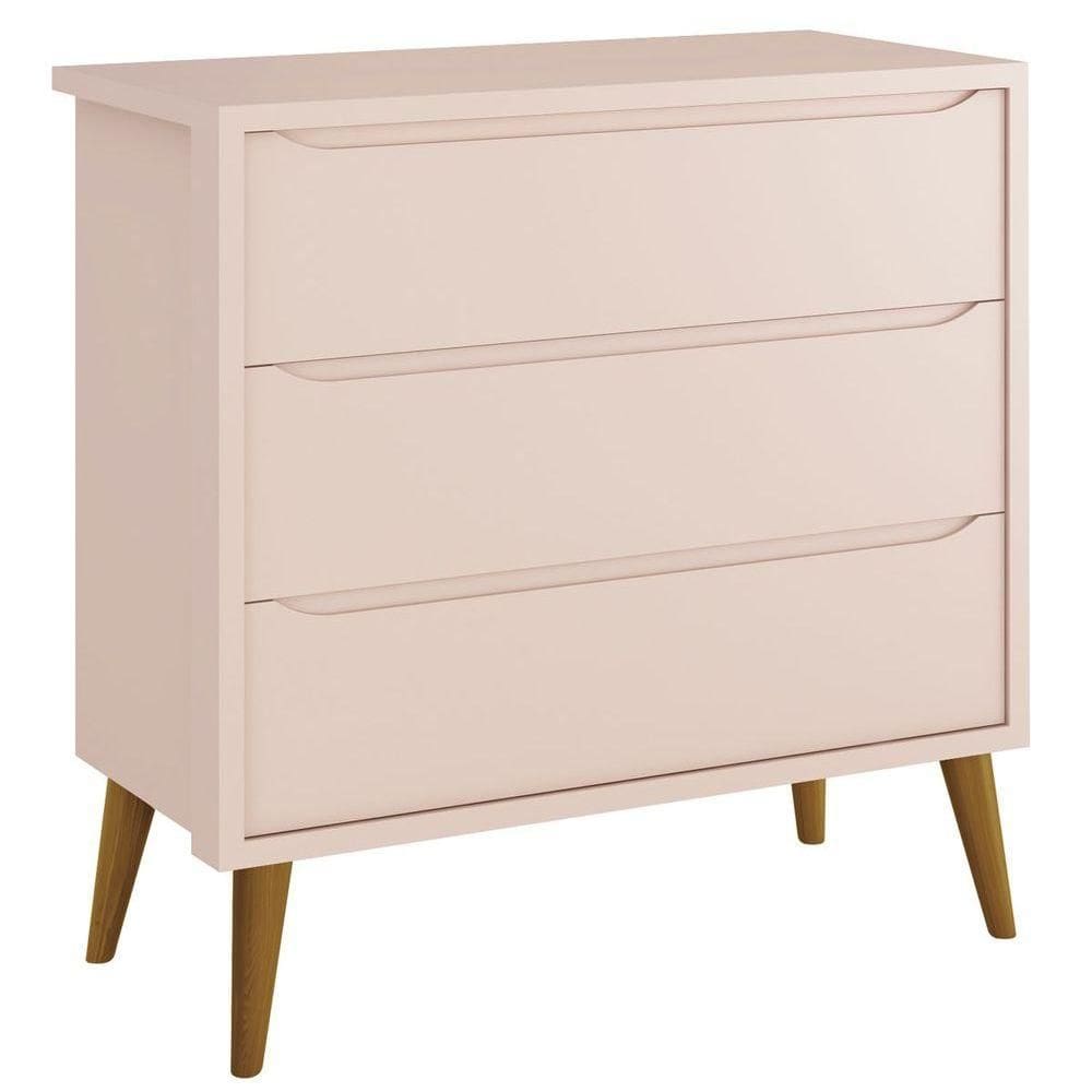 Cômoda Gaveteiro Théo New Rosa Fosco Com Madeira - Reller