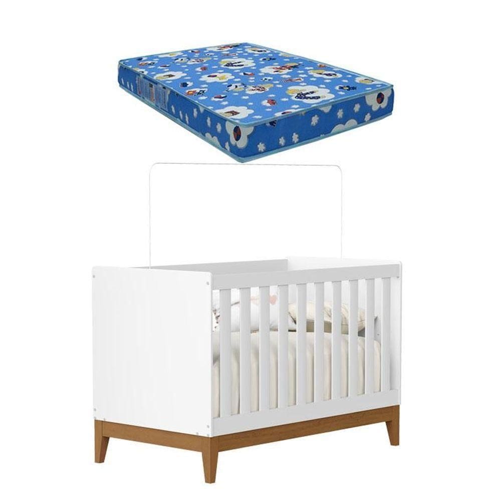 Berço Americano Flip Branco Acetinado Com Colchão - Reller