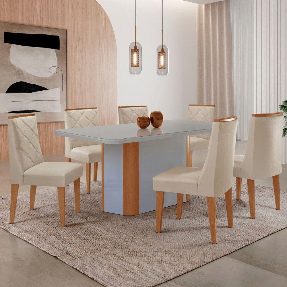 Mesa Jantar Isadora 180cm 6 Cadeiras Isadora Moderna