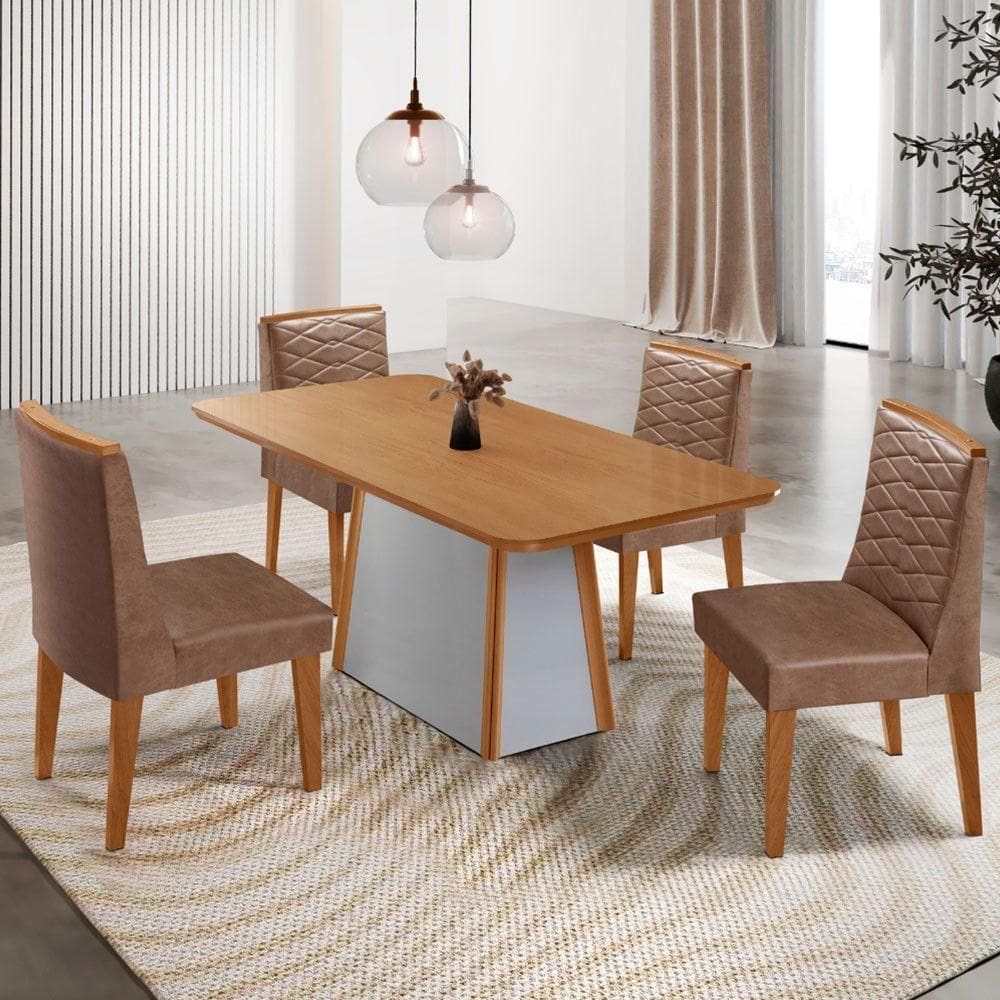 Mesa De Jantar Diane 120cm Tampo Mdf Lam 4 Cade Eloise Moderna Tork Off White