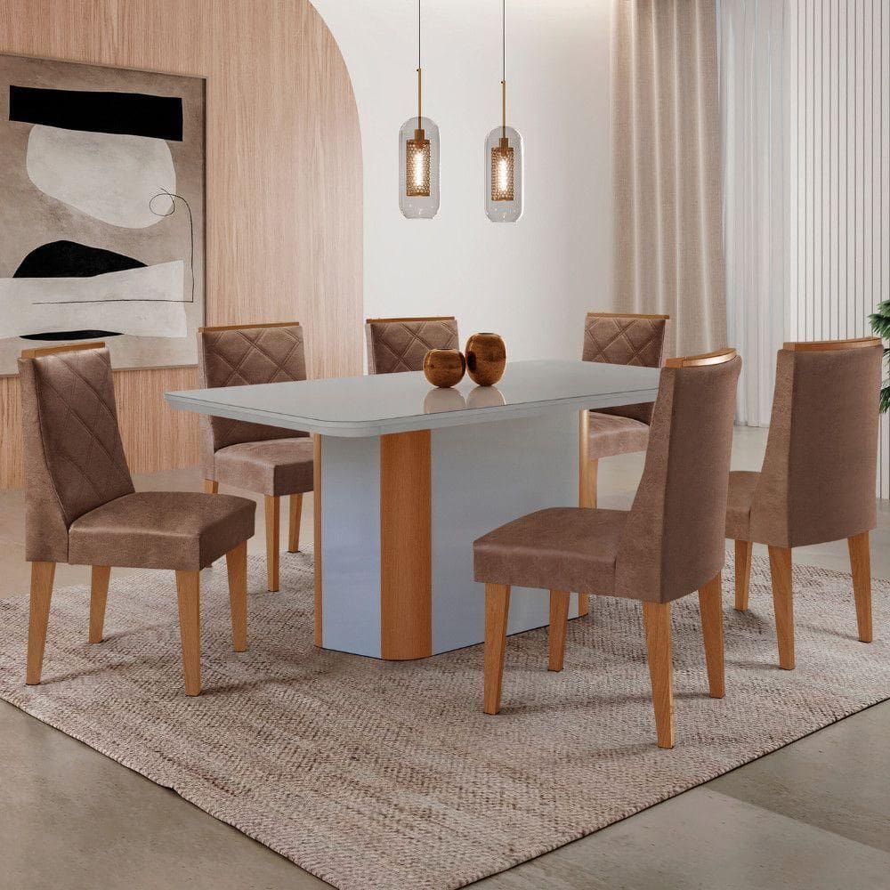 Mesa Jantar Isadora 180cm 6 Cadeiras Isadora Moderna