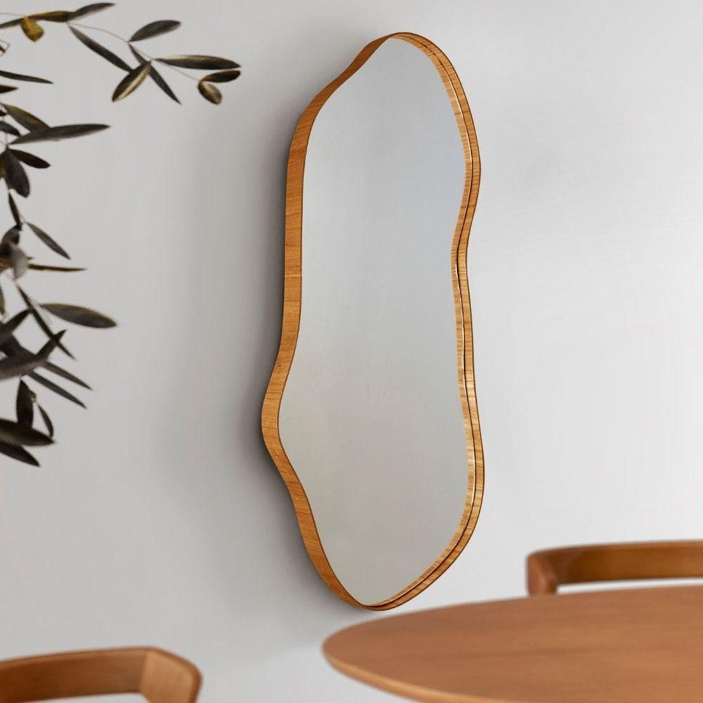 Espelho Decorativo Orgânico Aura 44x119cm Moderna Mobília Cinamomo Imbuia Nat