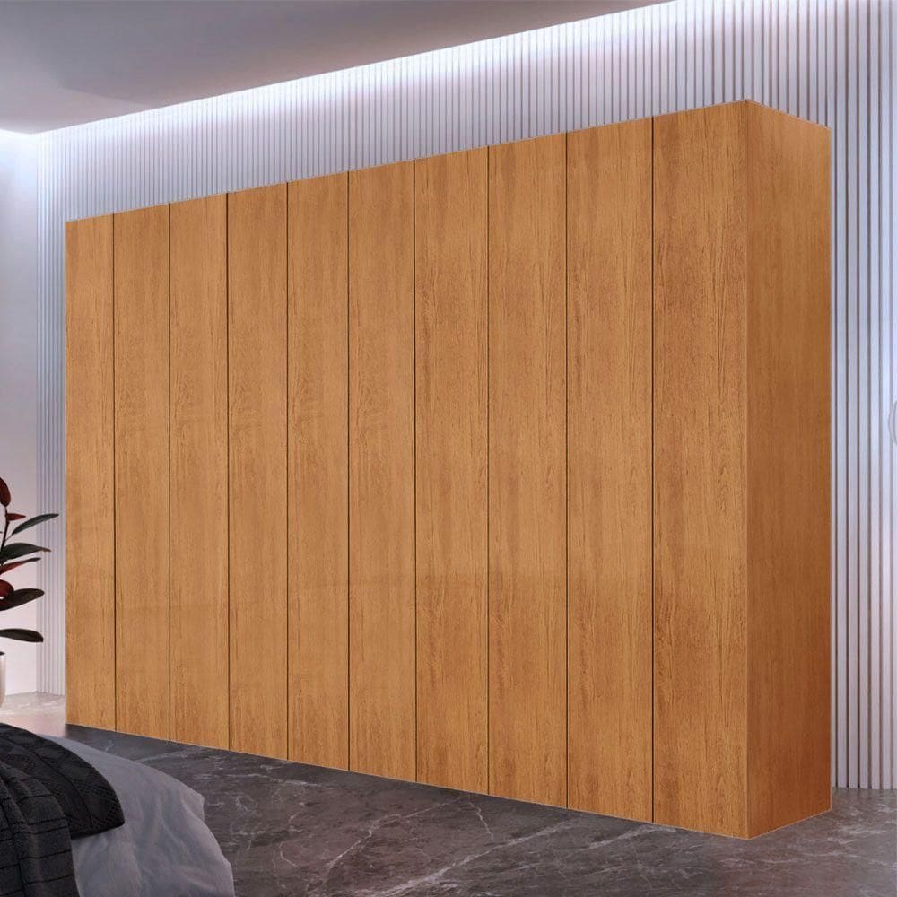 Roupeiro Casal Everest Em Mdf 10 Portas E 10 Cabideiros Naturalle Sem Gavetas
