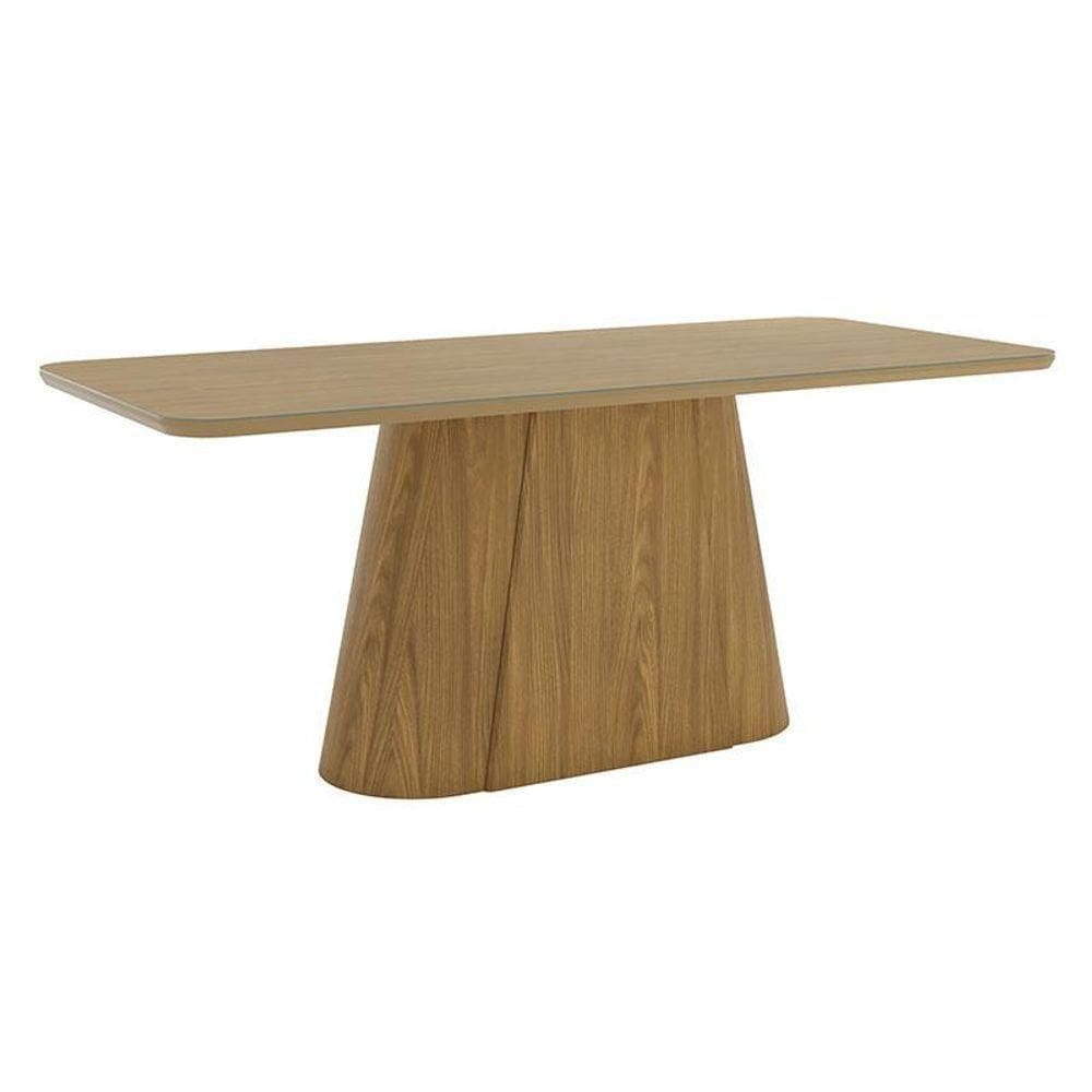 Mesa De Jantar Olivia 200 Cm Canto Arredondado Com Vidro Nature - Henn