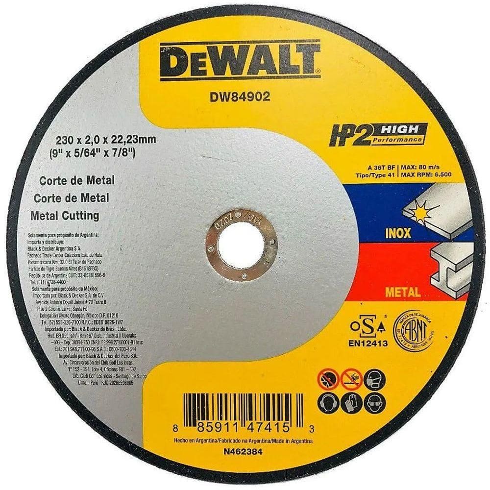 Disco De Corte 230x2.0x22mm Aço-inox Dewalt Hp2 Dw84902
