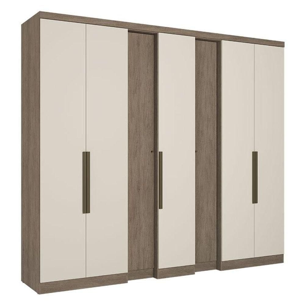 Guarda Roupa Casal Selecto 7 Portas Rustic Off White Acetinado - Thb