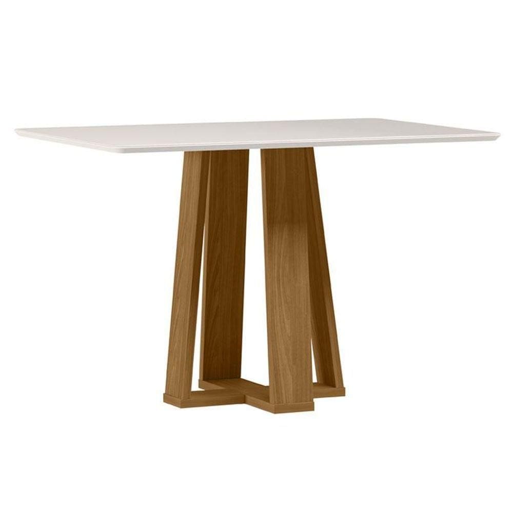 Mesa De Jantar Rubi 120x80 Cm Com Vidro Ype Damasco Off White - New Ceval