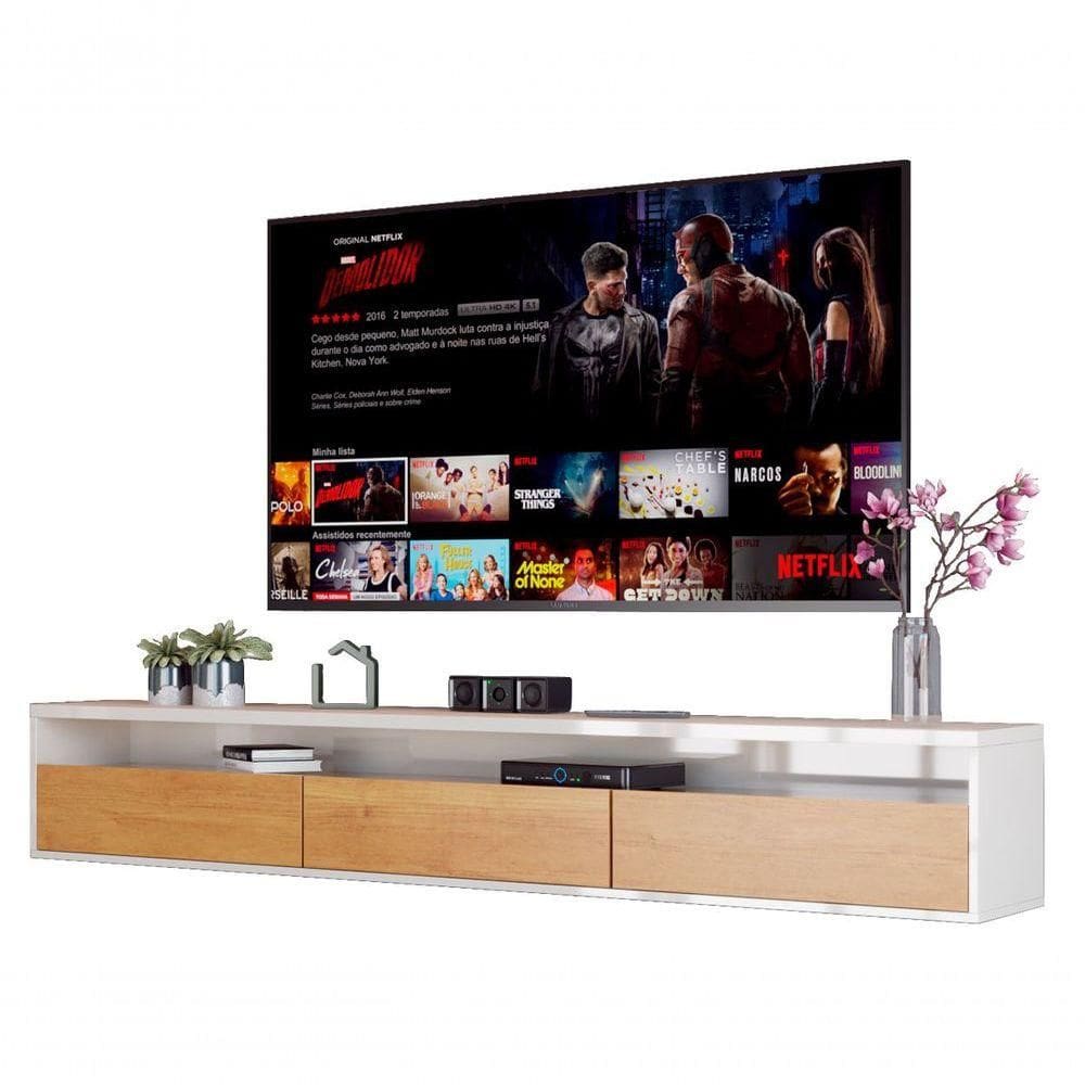 Rack Suspenso Para Tv Life Nature Com Off White - Móveisaqui