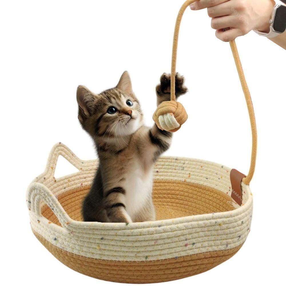 Cama De Gato Arranhador Ninho Cestinho Pet Brinquedo Bolinha Animais Estimaçao Confortavel Petshop Casa