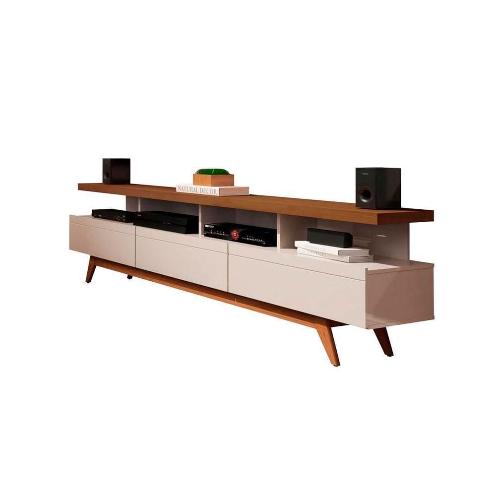 Rack Para Tv Vivare Wood Off White Com Freijó - Germai Móveis