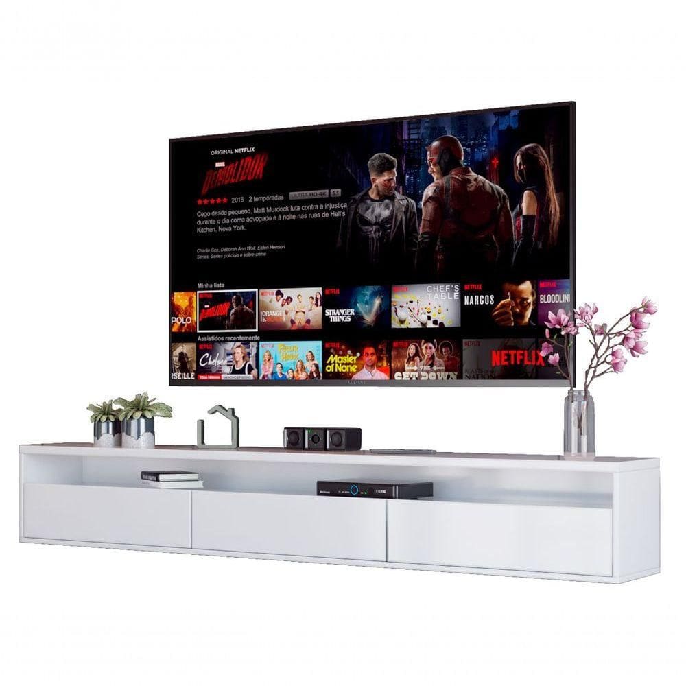 Rack Suspenso Para Tv Life Branco Acetinado - Móveisaqui
