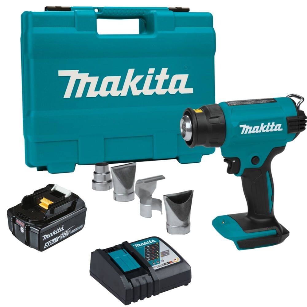 Soprador Térmico com Bateria 5AH LXT 18 Volts Carregador e Tubeiras + Maleta - DHG180RT - MAKITA