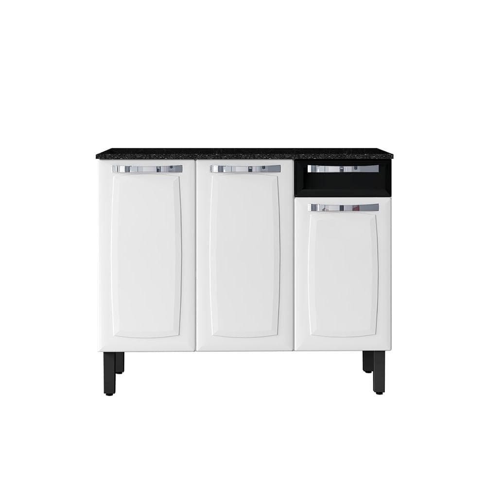 Balcão Itatiaia3 Portas1 Gaveta Branco/Preto Rose