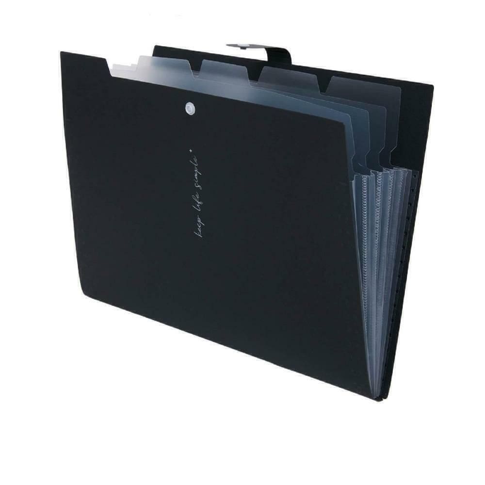 Pasta Sanfonada Plástica A4 5 Divisões Preta - Polibras