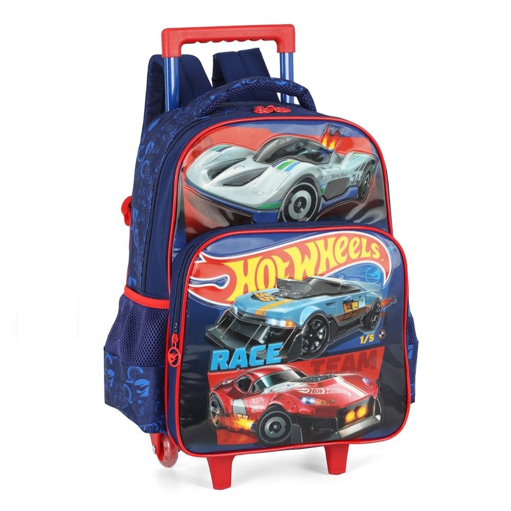 Mochila Hot Wheels Rodinha Infantil Carro Esportiva Vermelho