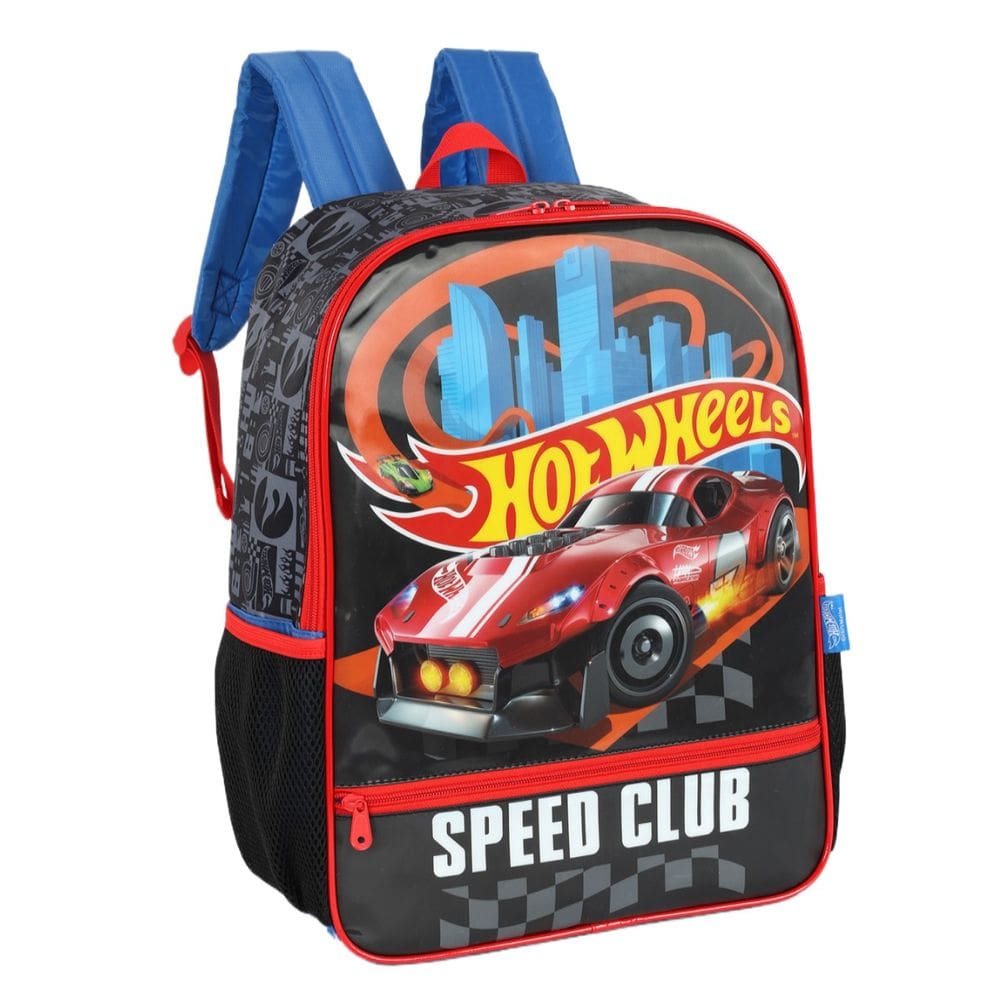 Mochila Costas Infantil Hot Wheels Carros Corridas Preto