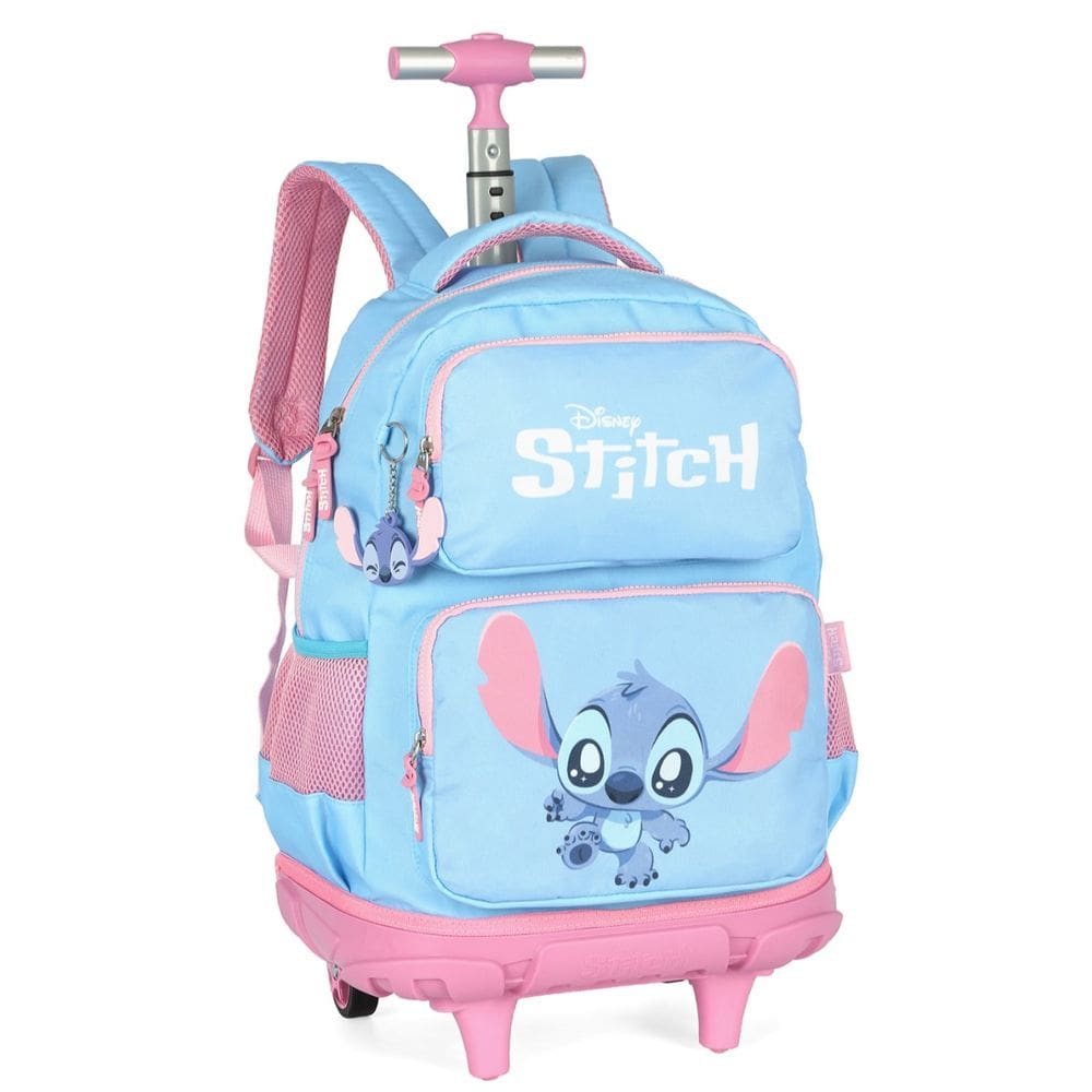 Mochila Rodinha Juvenil Stitch Menina Casual Escola Azul