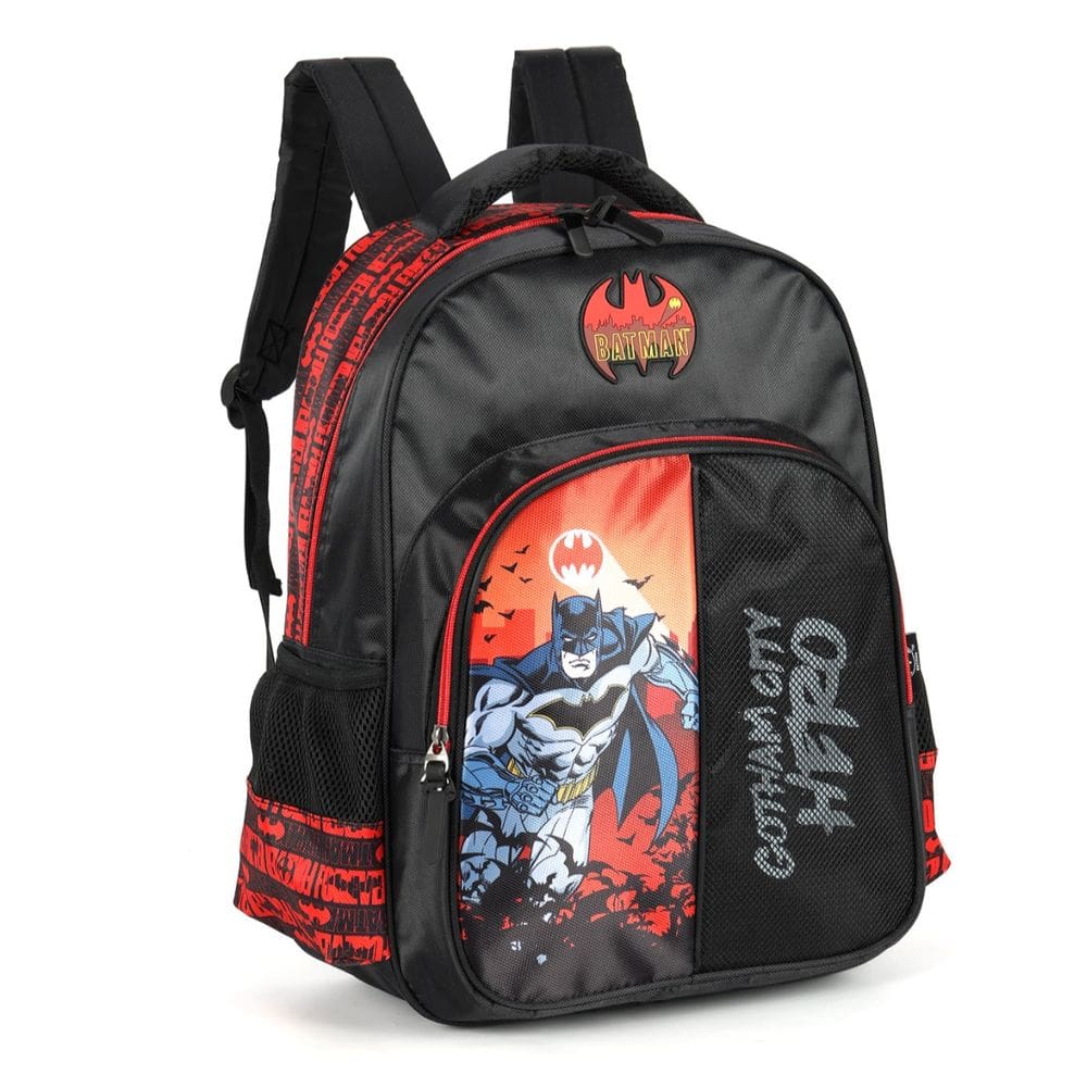 Mochila Costa Batman Menino Morcego Escolar Vermelho Juvenil