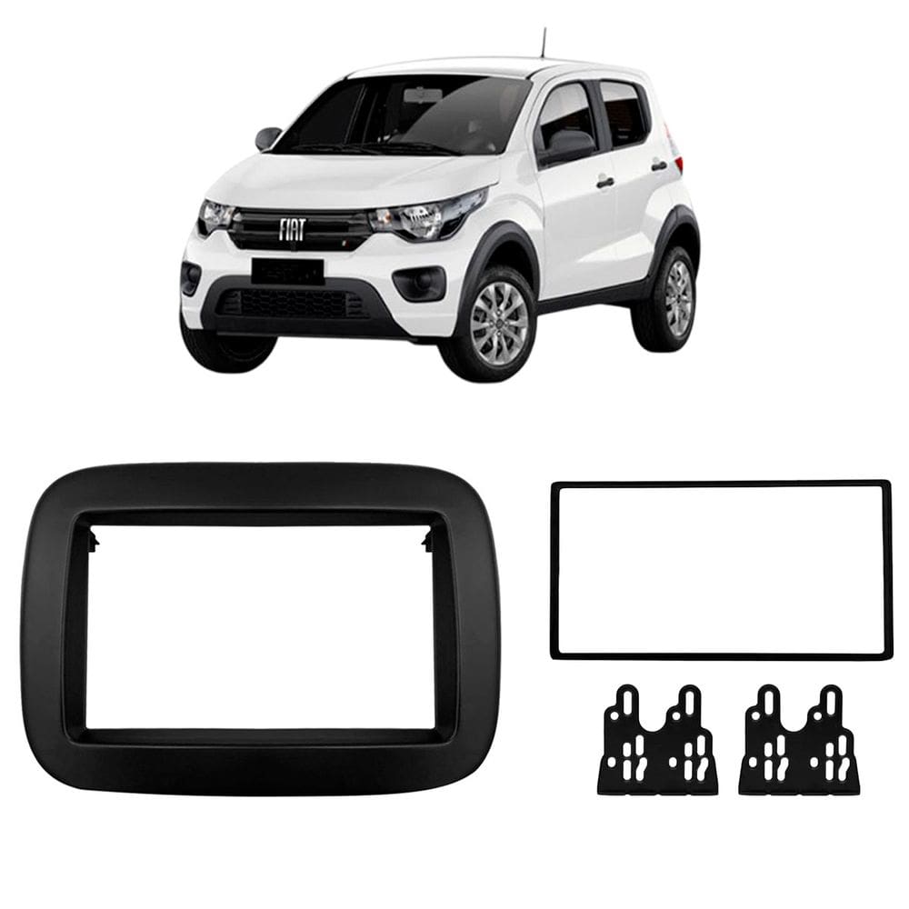 Moldura 2 Din Mobi 2016 à 2025 Preto Emborrachado Painel Central Multimidia 6.2 e 7 Polegadas Mp5