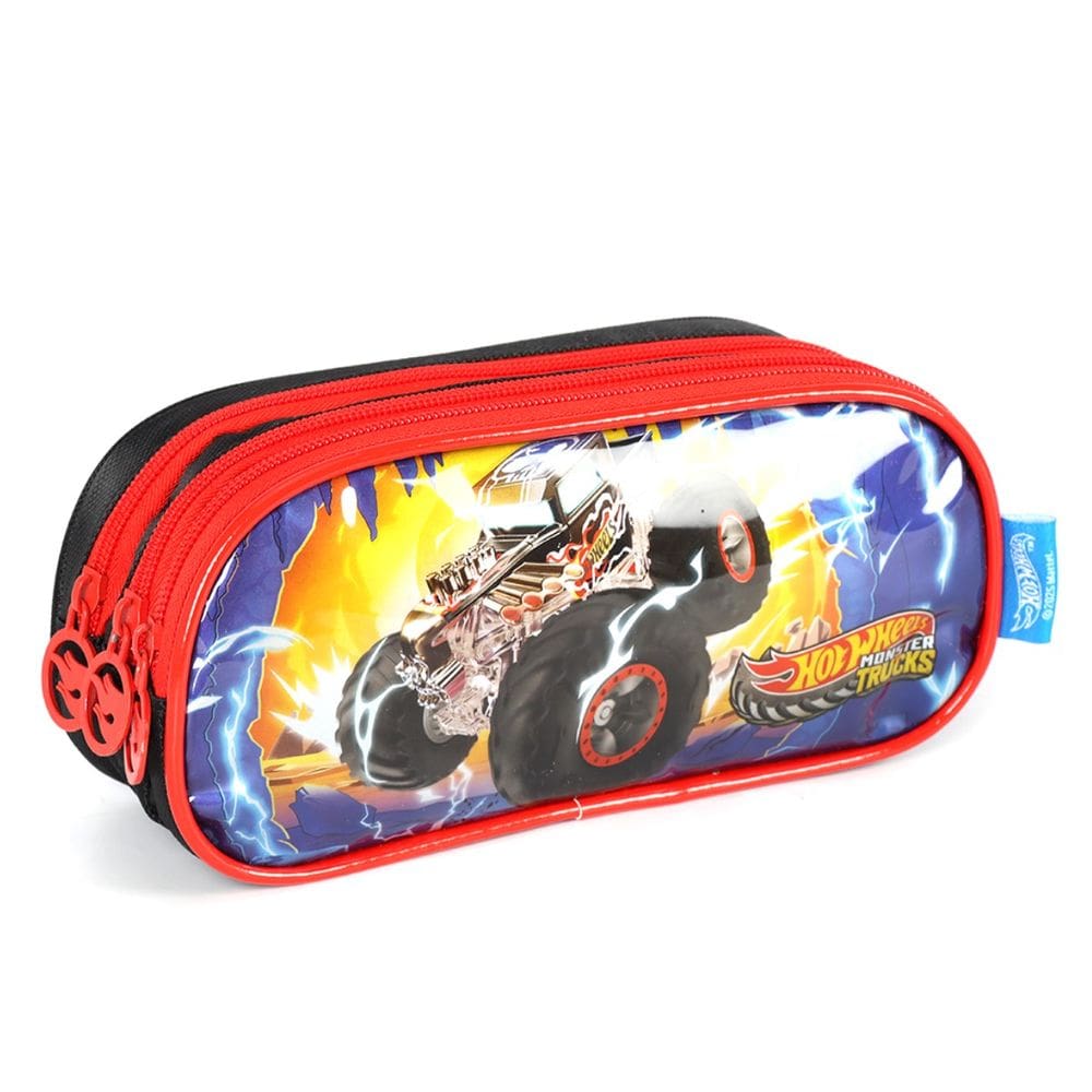 Estojo Hot Wheels Estampado Escolar Juvenil Preto Luxcel