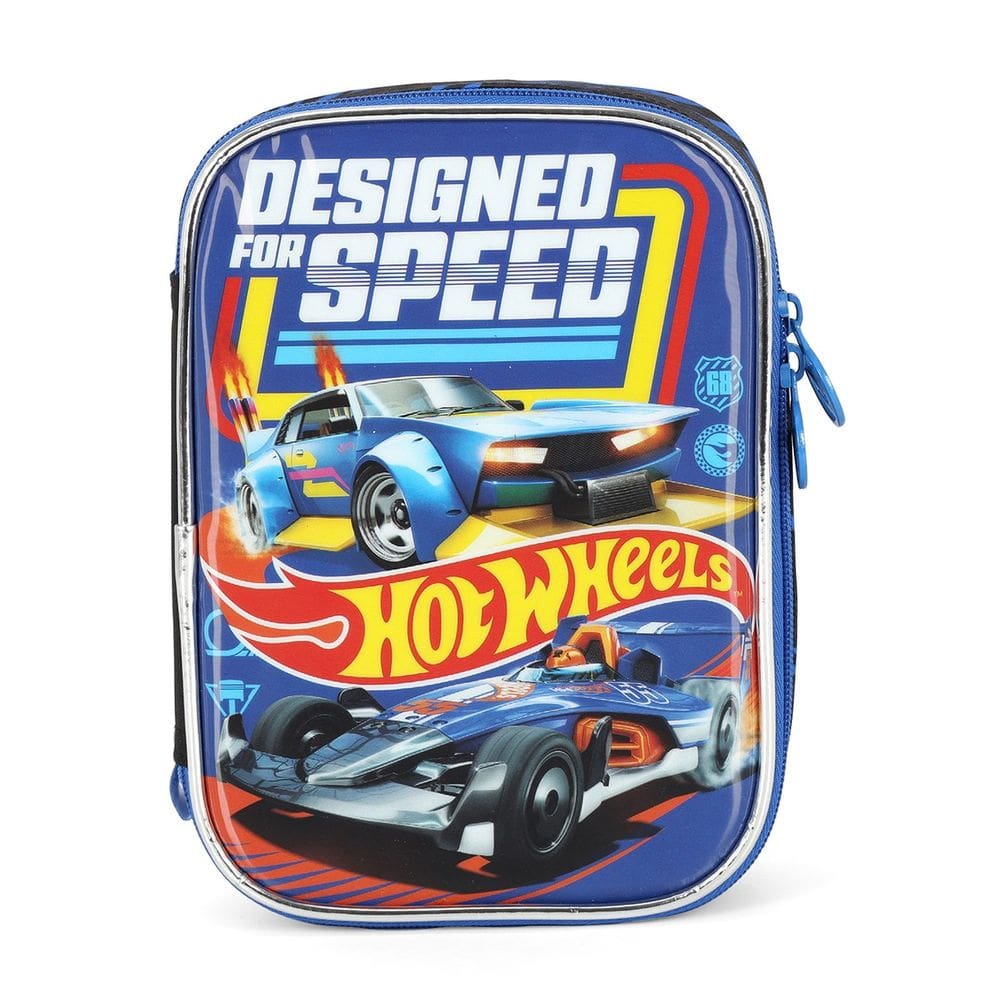 Estojo Box Hot Wheels Escolar Menino Luxcel Azul Up4you