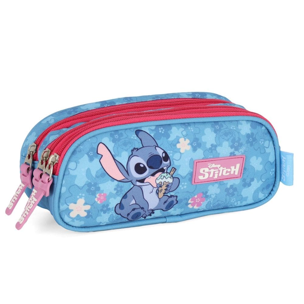 Estojo 3 Repartições Escolar Disney Stitch Pink Up4you