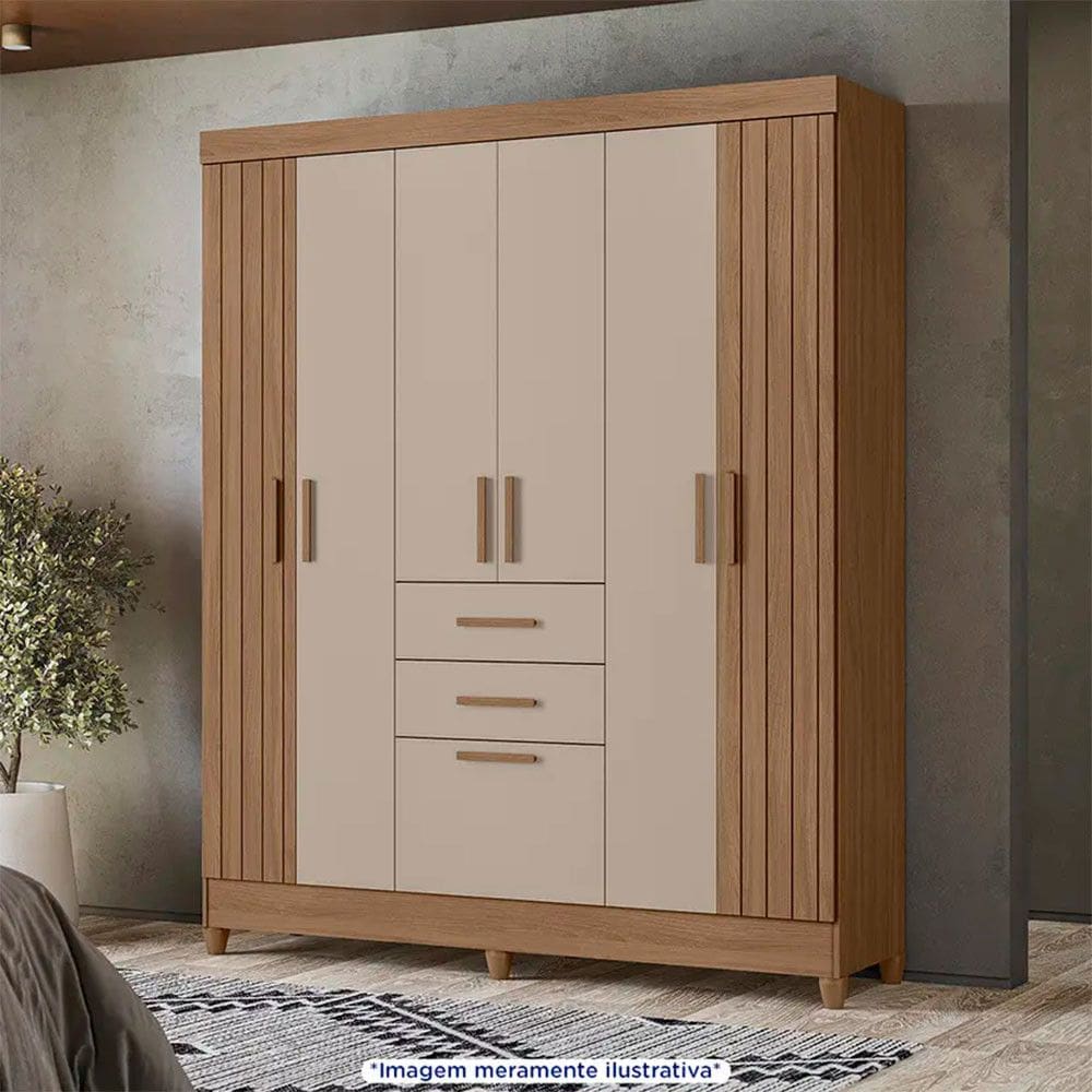 Guarda-Roupa Casal 7 Portas Bater 2 Gavetas Malta Moval Roupeiro