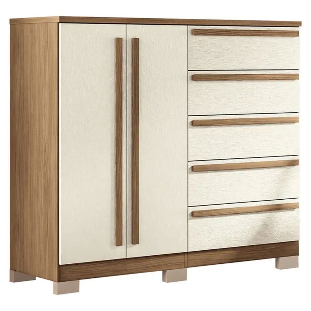 Comoda Malaga Gold 2 Portas Bater 5 Gavetas Santos Andira