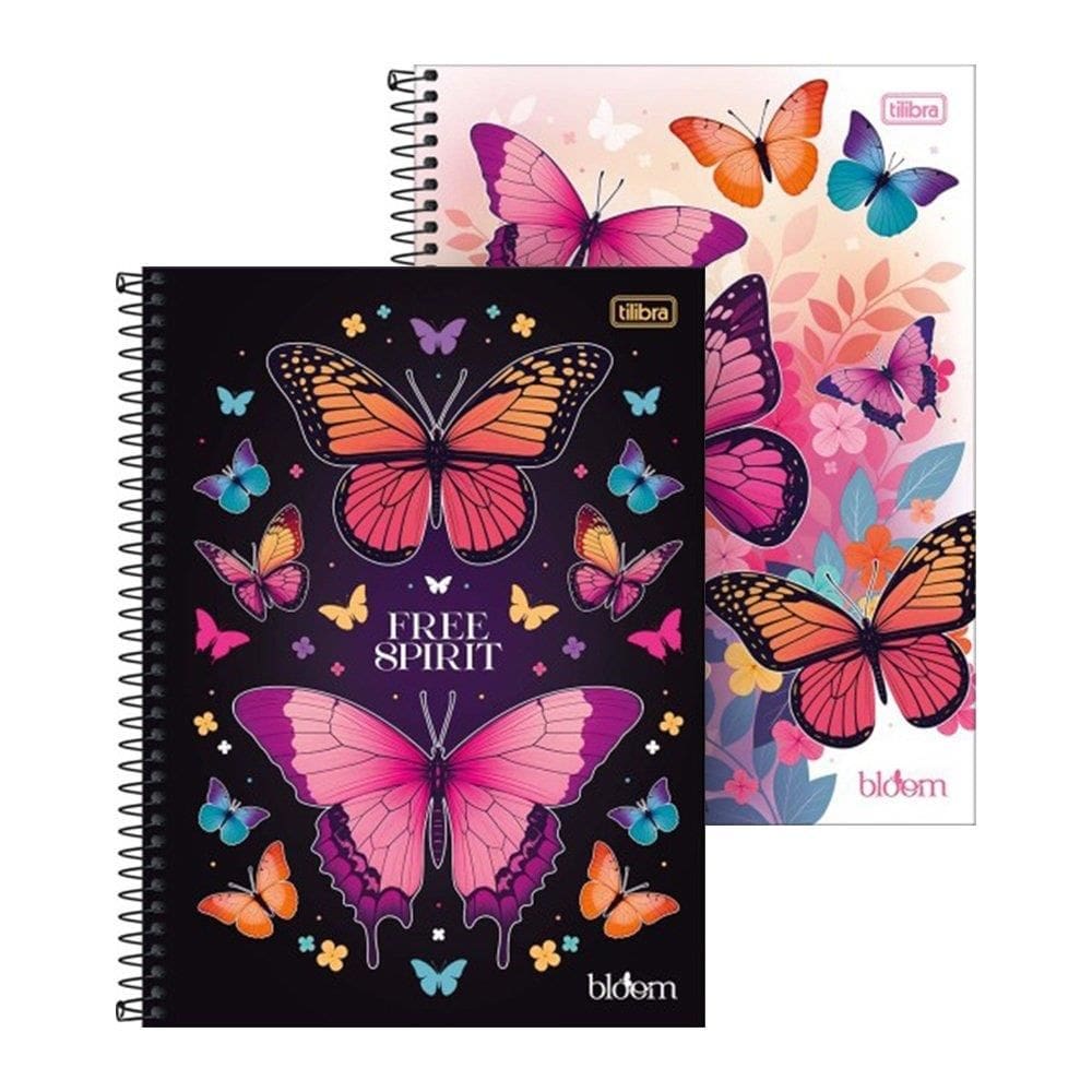 Caderno Espiral Universitário Tilibra Capa Dura Bloom 20 Matérias 320 Folhas - Embalagem com 2 Unidades