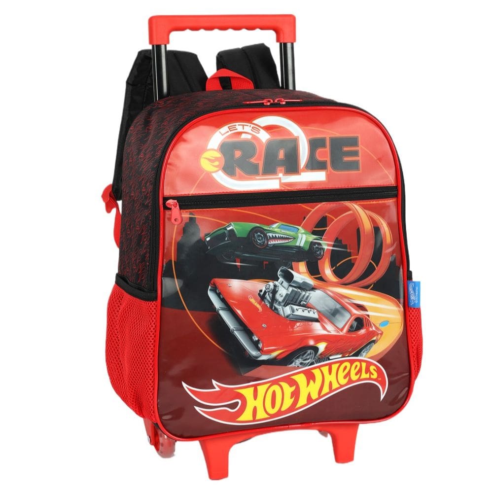 Mochila Hot Wheels Rodinha Escolar Infantil Vermelho Menino