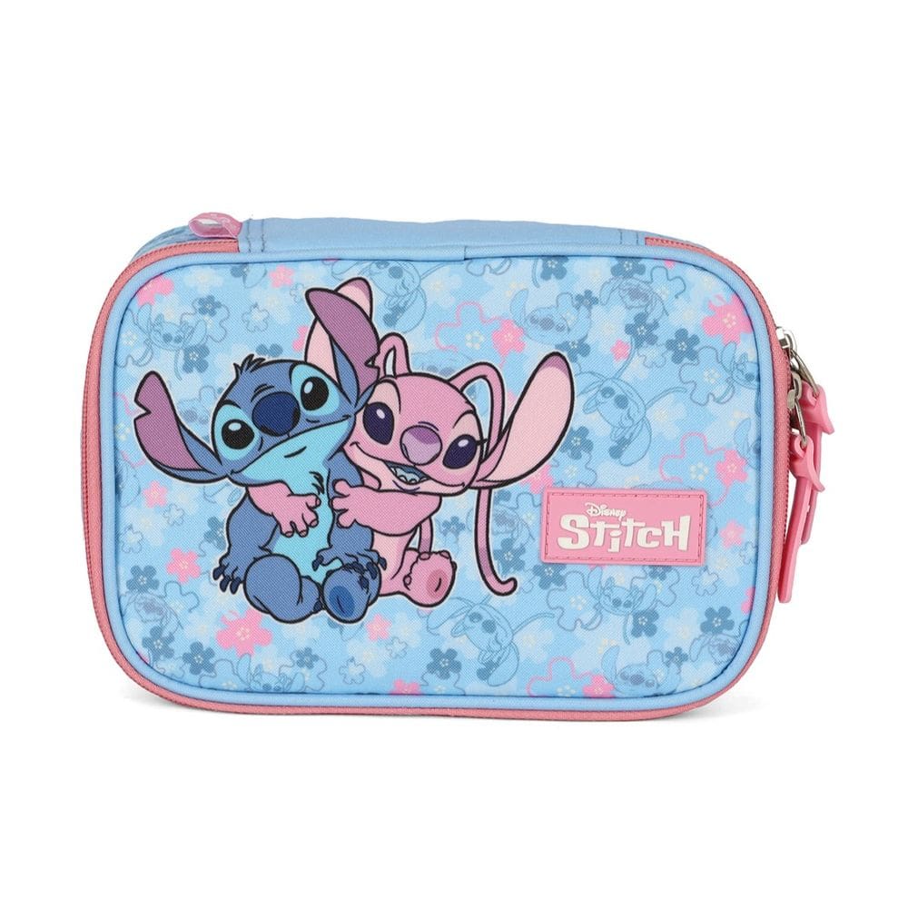 Estojo Escolar Box Stitch Angel Disney 100 Pens Grande Rosa