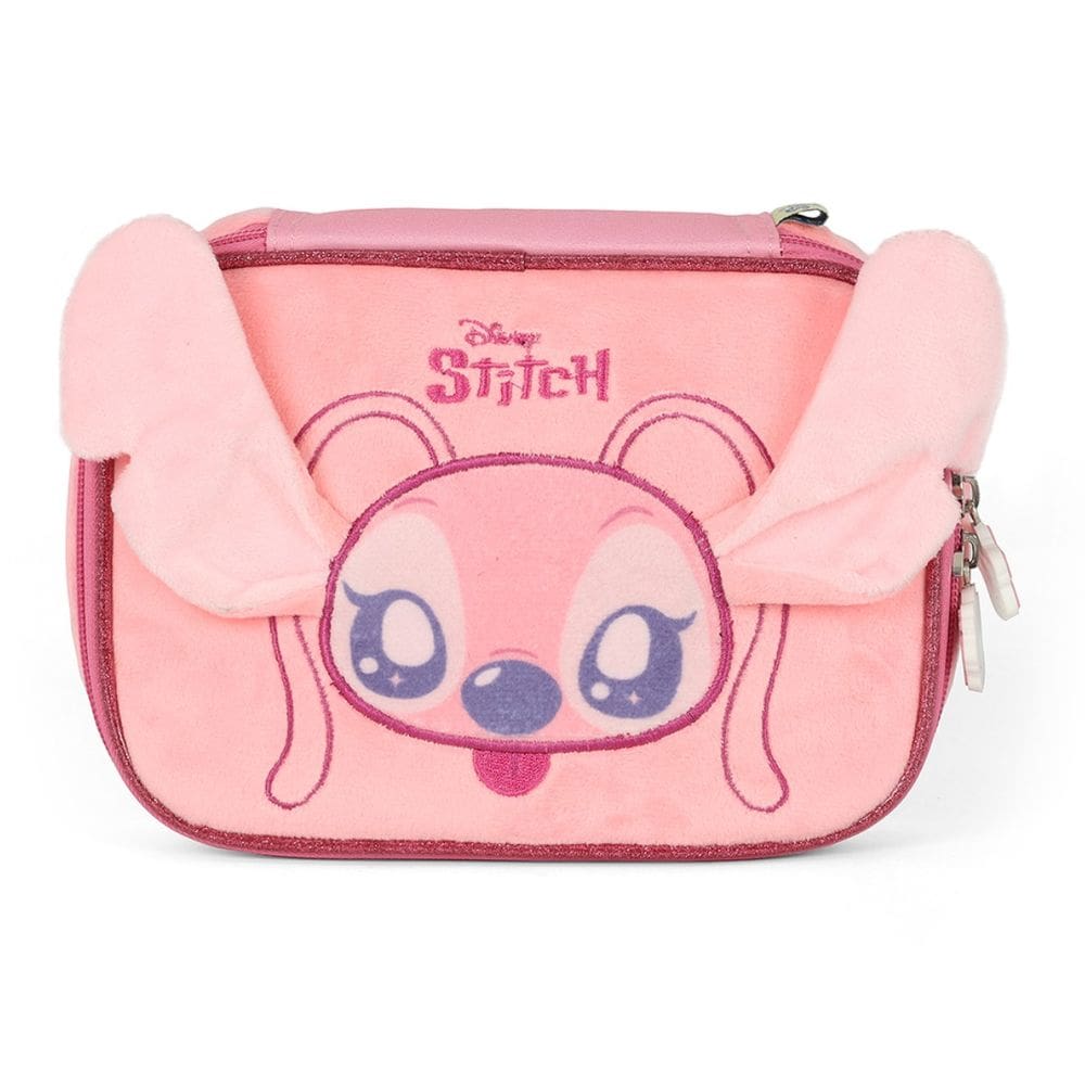 Estojo Escolar Stitch Box Disney Pelucia 3D Rosa Luxcel