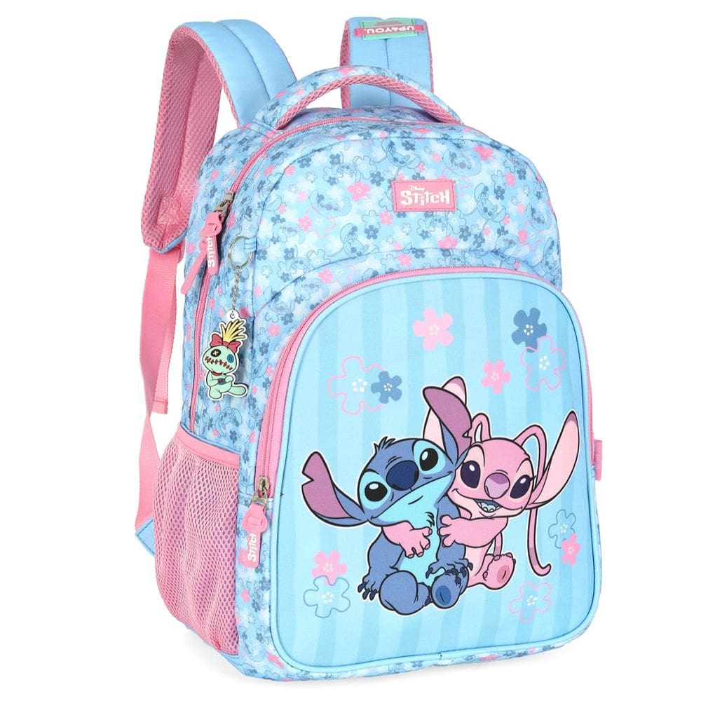 Mochila Costas Escolar Stitch Disney Rosa Luxcel Lançamento