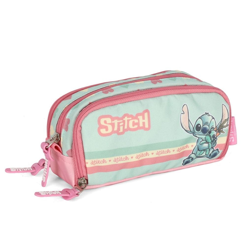 Estojo Escolar Triplo Stitch Disney 3 Divisorias Cor Verde