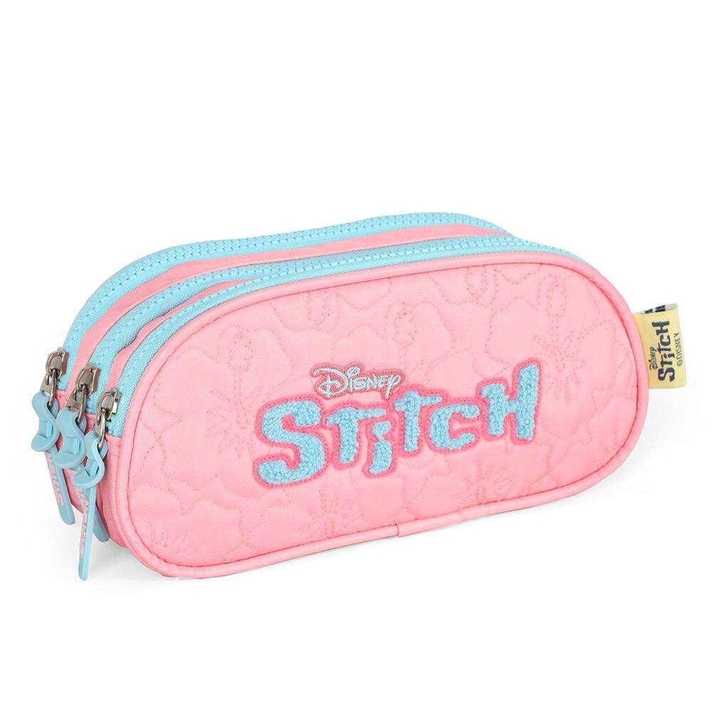 Estojo Escolar Stitch Triplo Disney 3 Divisorias Cor Rosa