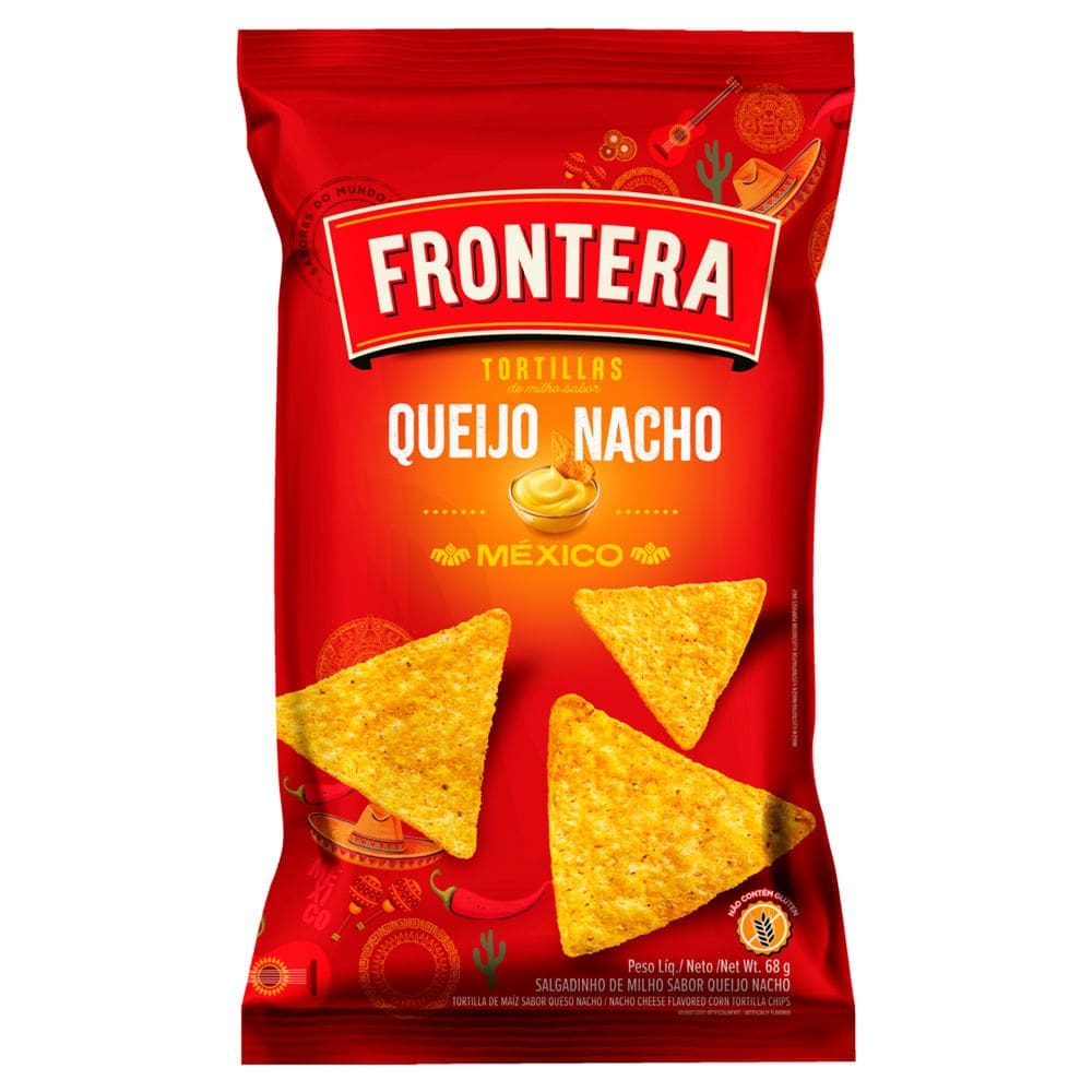 Chips Frontera Tortillas Sabor Queijo Nacho México 68g