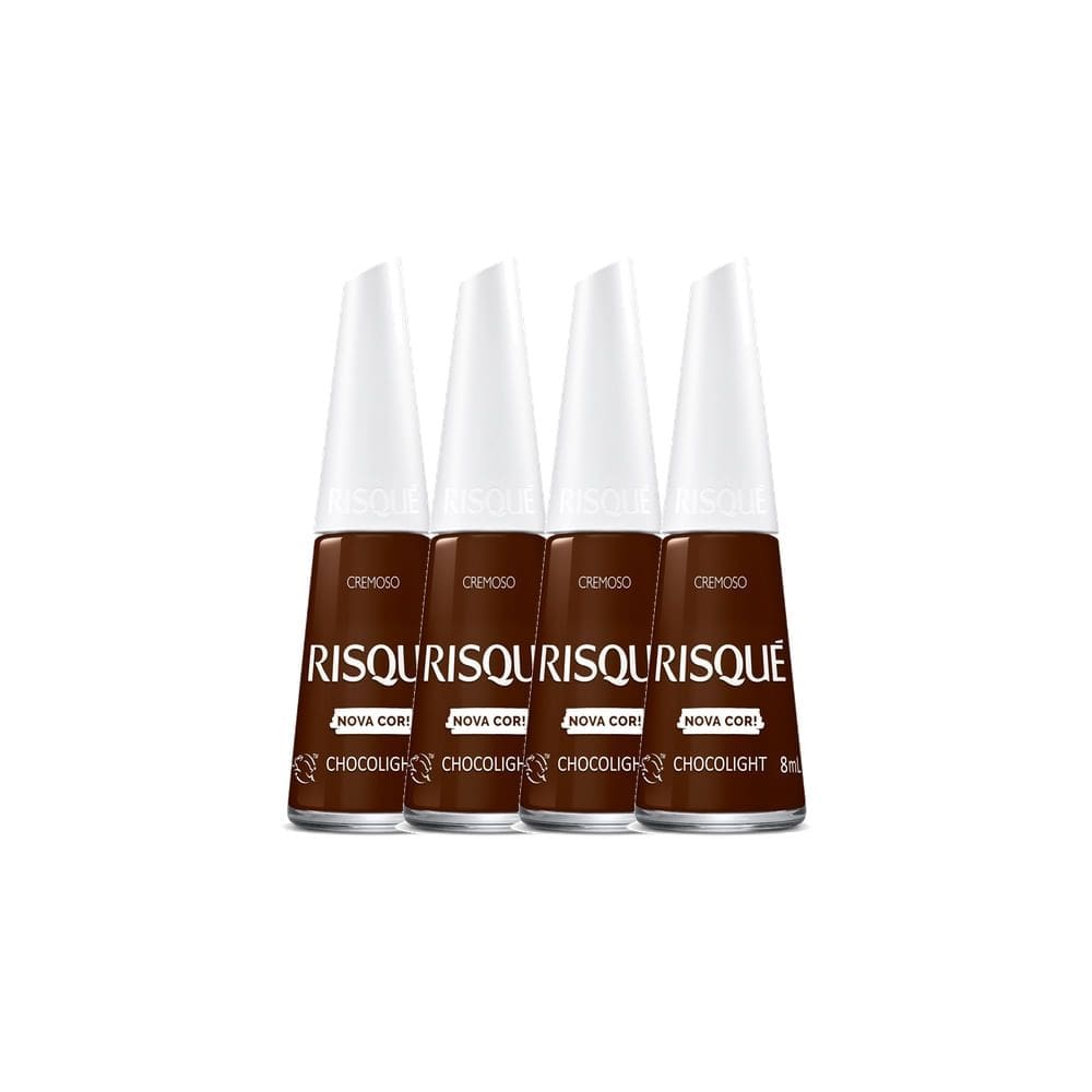 Kit 4 Esmalte Risqué Nova Cor Cremoso Cor Chocolight 8ml