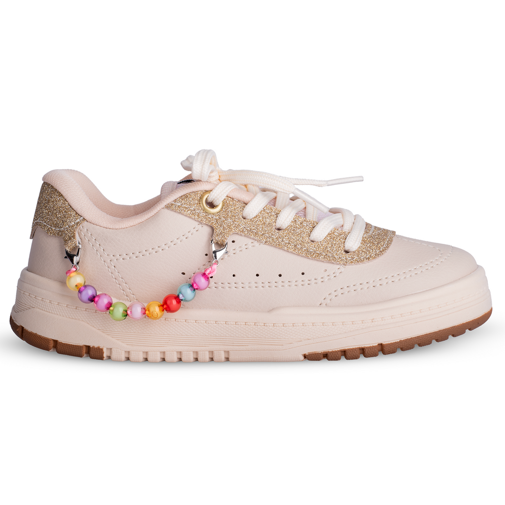 Tênis Infantil Menina Kidy K360 Estiloso Respitec Marfim Leve Confortável Respirável Antiderrapante