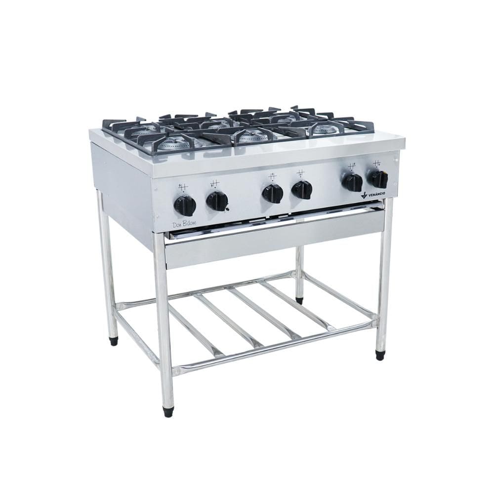 Fogão a Gás Profissional Don Bidone Inox Com Cavalete 6 Bocas Fdb6m - Venâncio